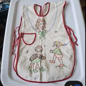 Vintage Child Apron Tabard Snow White 1930s Hand Embroidery